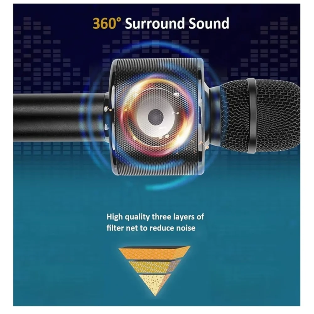 Black Wireless Bluetooth Karaoke Microphone